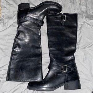 Prada Black Leather Riding Boots